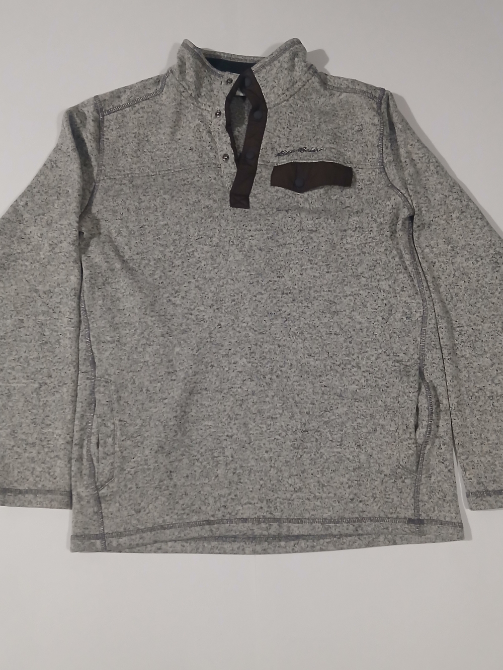 Eddie Bauer Gray Pullover Henley with Contrast Trim